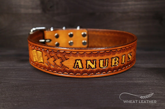 Kožený obojek pro psa z pravé hovězí kůže s ručně raženým jménem